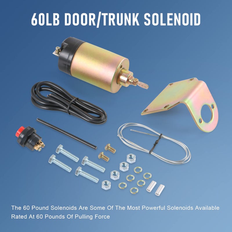 JDMSPEED 60 Pound Shaved Door Handle Trunk Solenoid Popper Kit Street Rod Design to Pop Open The Toughest Doors, Hoods and Trunks 60lb - Image 2